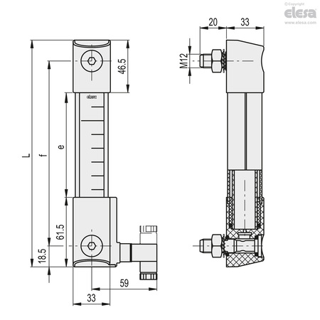 Elesa with temperature electrical probe, HCK.508-ZN-M12-FKM-PC-NP-STL HCK-STL